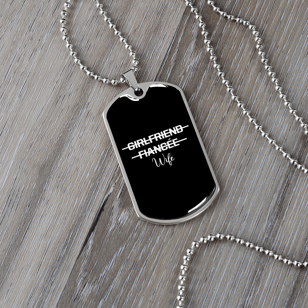 To My Girlfriend Girlfriend Fiance Wife Transparent Necklace Stainless Steel or 18k Gold Dog Tag 24" Chain - Luxury Love Messages Dog Tag Gifts For Man, Woman