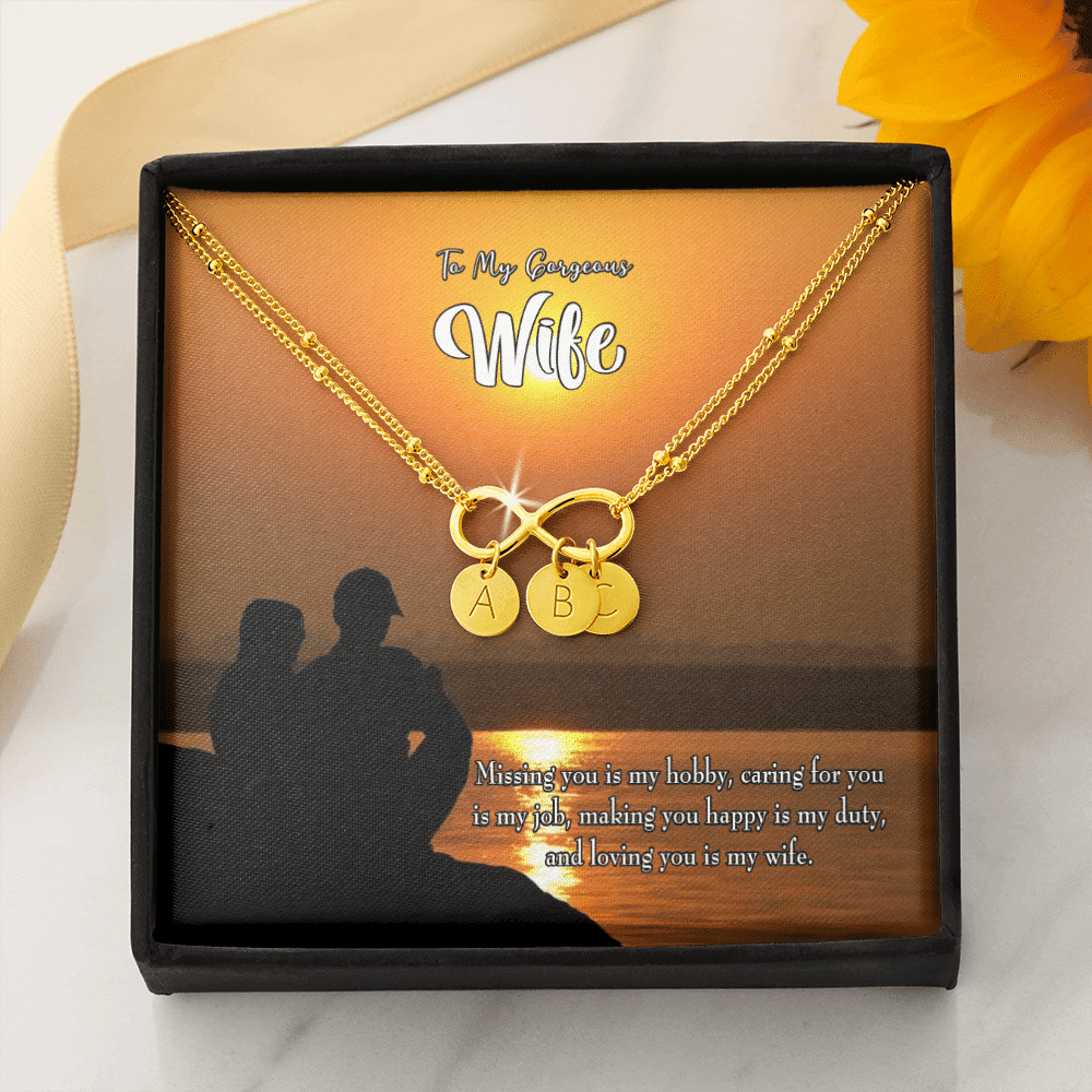 To My Wife Missing You Infinity Bracelet With Initial Charms - Infinity Bracelet