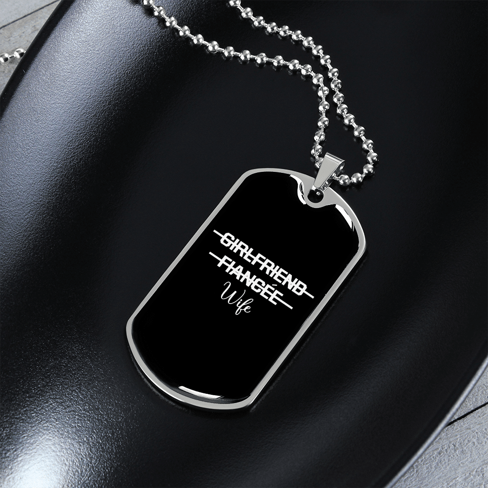 To My Girlfriend Girlfriend Fiance Wife Transparent Necklace Stainless Steel or 18k Gold Dog Tag 24" Chain - Luxury Love Messages Dog Tag Gifts For Man, Woman