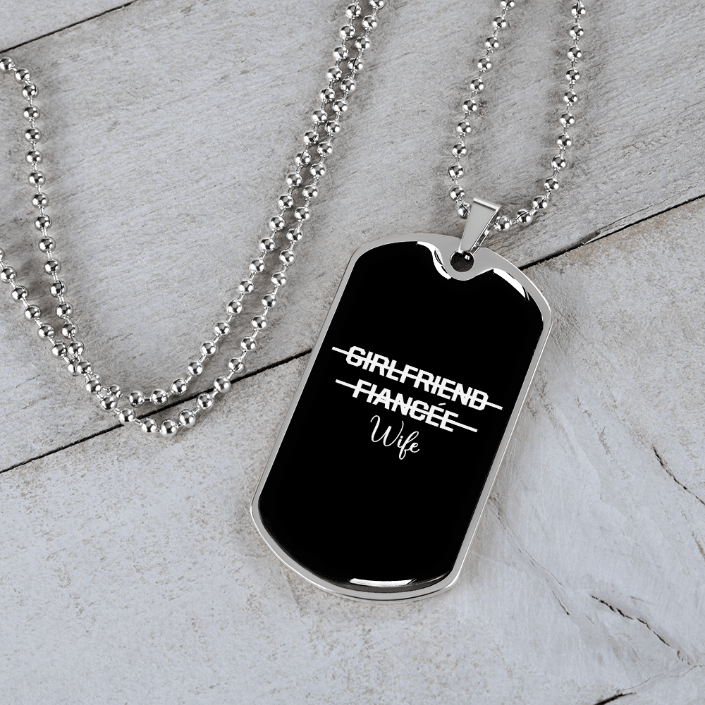 To My Girlfriend Girlfriend Fiance Wife Transparent Necklace Stainless Steel or 18k Gold Dog Tag 24" Chain - Luxury Love Messages Dog Tag Gifts For Man, Woman