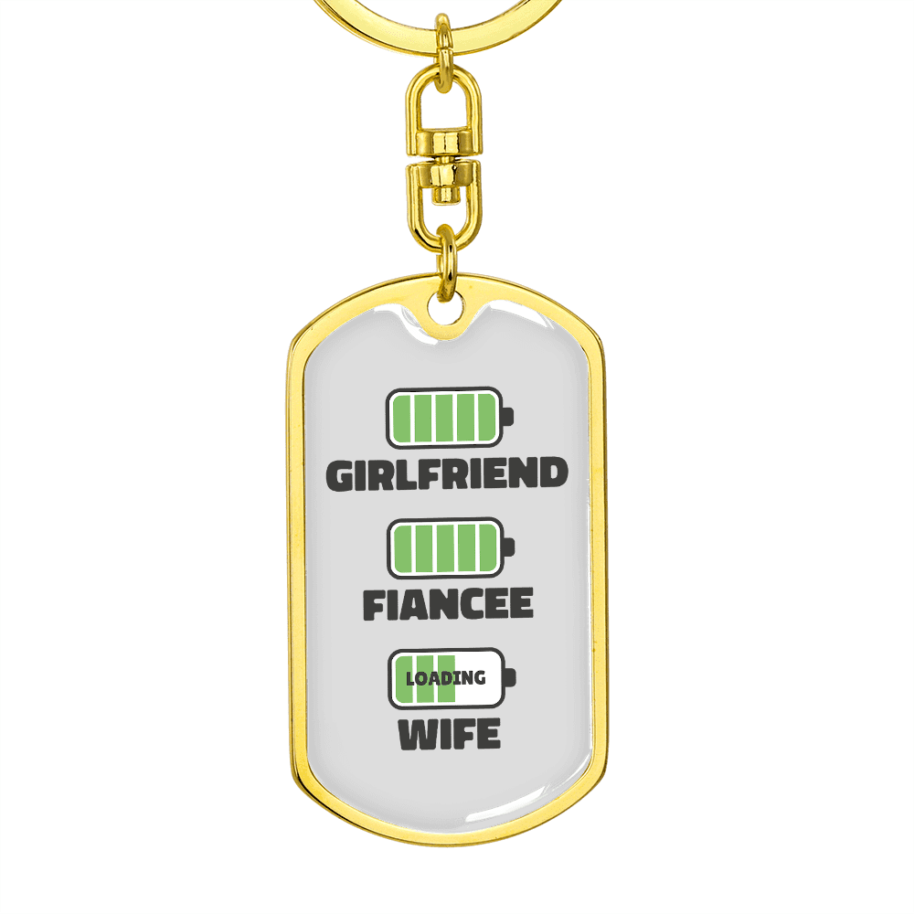To My Wife Girlfriend Fiancee Wife Charger Keychain Stainless Steel or 18k Gold Dog Tag Keyring - Dog Tag with Swivel Keychain