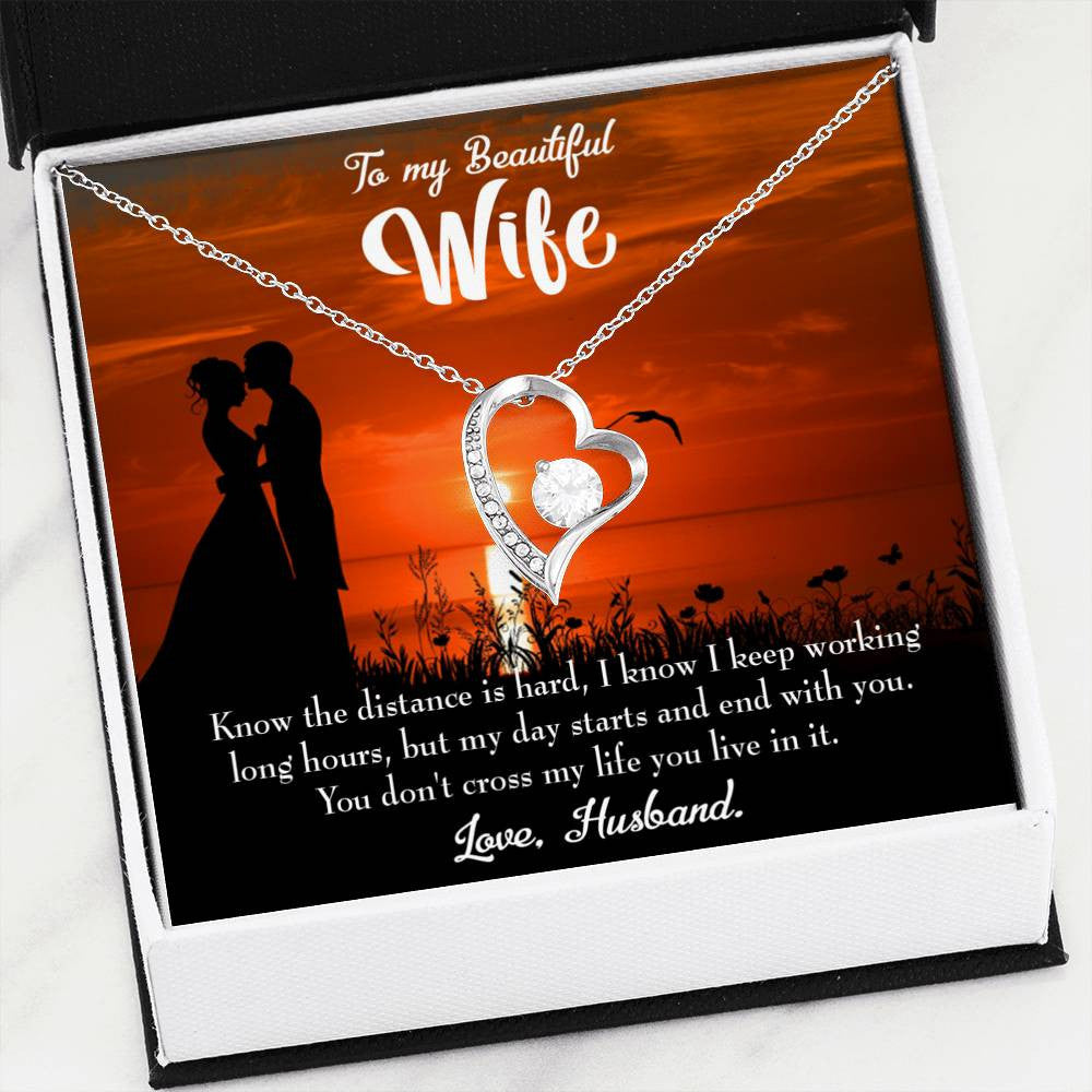 Gift For Wife Knowing The Distance Forever Love NecklaceHeart Pendant Stainless Steel or 18k Gold - Forever Love Necklace Gift Idea For Woman