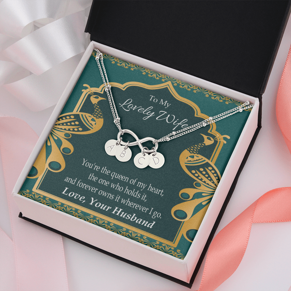 To My Wife To My Lovely Wife Infinity Bracelet With Initial Charms - Infinity Bracelet
