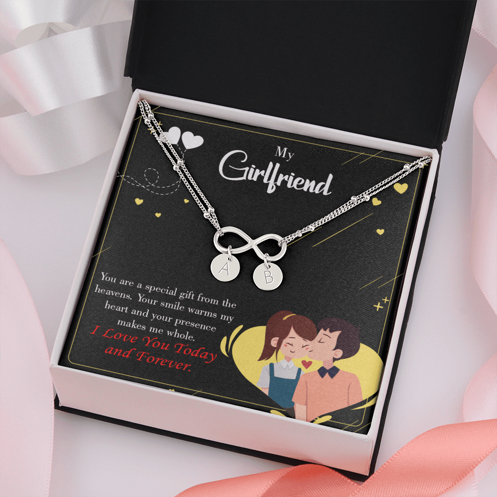 To My Girlfriend Today & Forever Infinity Bracelet With Initial Charms - Infinity Bracelet