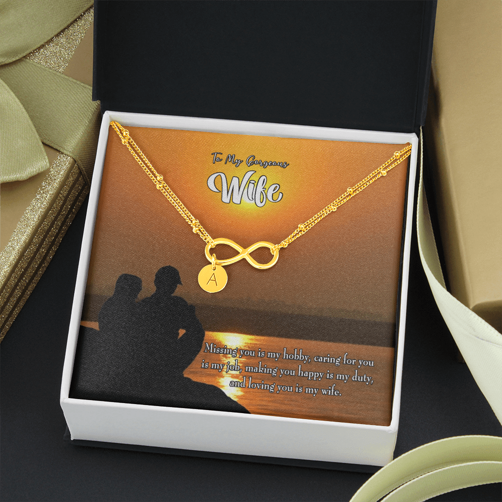 To My Wife Missing You Infinity Bracelet With Initial Charms - Infinity Bracelet