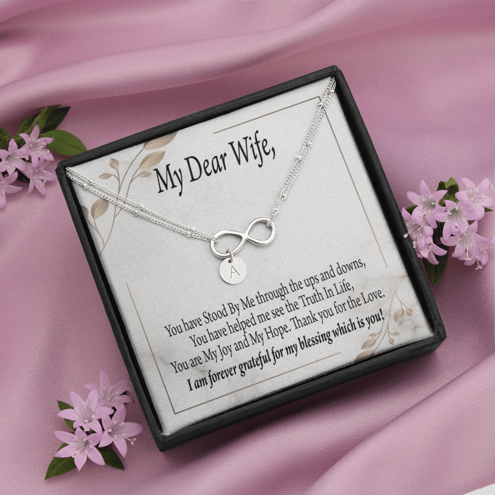 To My Wife My Dear Wife Infinity Bracelet With Initial Charms - Infinity Bracelet