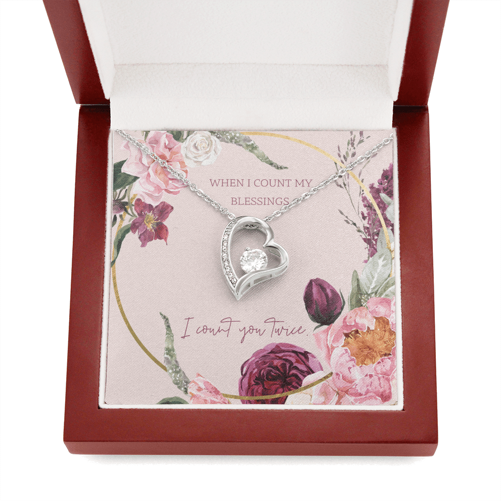 To My Wife I Count You Twice Message Card Forever Necklace 18k Gold or Stainless Steel 18" Necklace - Forever Love Necklace Gift Idea For Woman