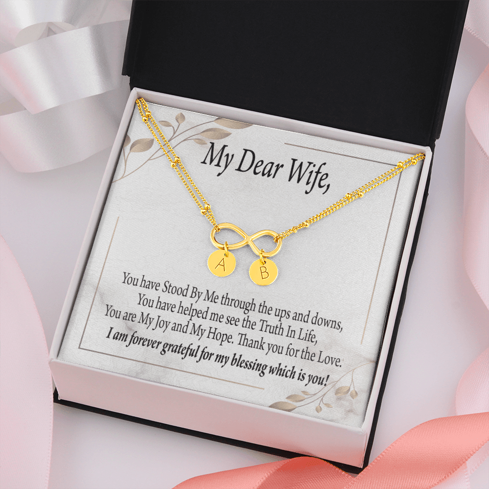 To My Wife My Dear Wife Infinity Bracelet With Initial Charms - Infinity Bracelet