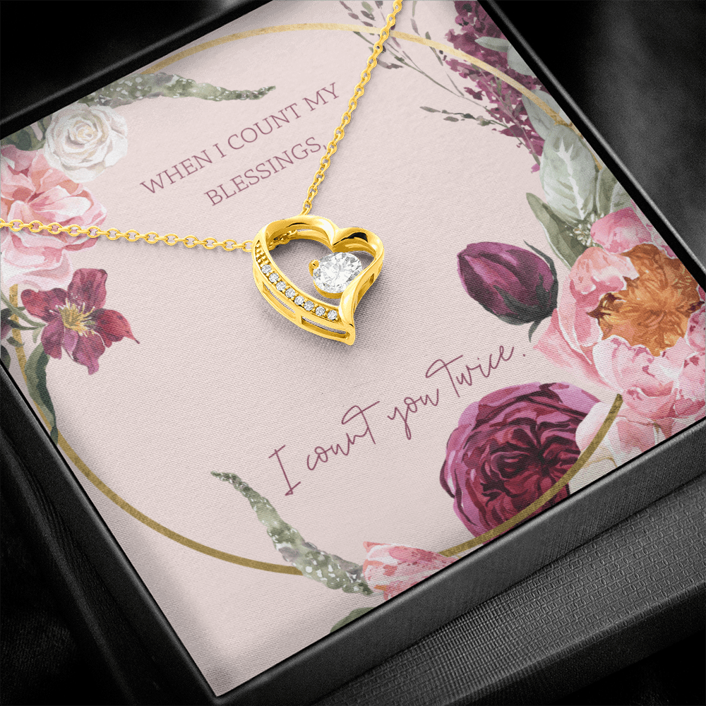 To My Wife I Count You Twice Message Card Forever Necklace 18k Gold or Stainless Steel 18" Necklace - Forever Love Necklace Gift Idea For Woman