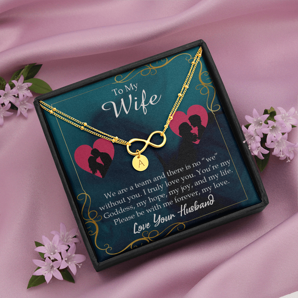 To My Wife We Are A Team Infinity Bracelet With Initial Charms - Infinity Bracelet