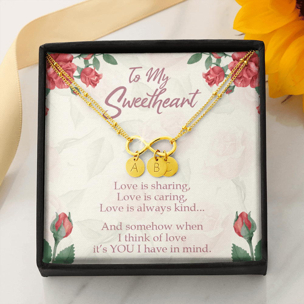 To My Wife Love Is Sharing Infinity Bracelet With Initial Charms - Luxury Love Messages Dog Tag Gifts For Man, Woman