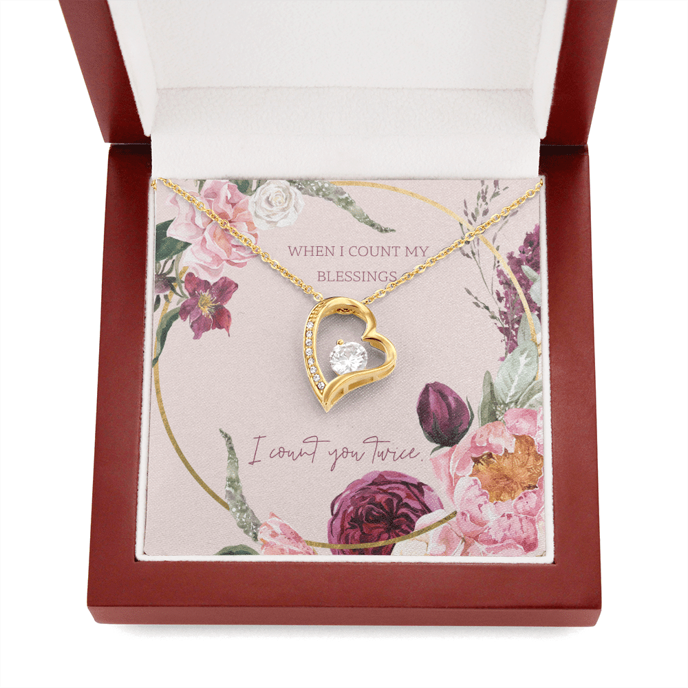To My Wife I Count You Twice Message Card Forever Necklace 18k Gold or Stainless Steel 18" Necklace - Forever Love Necklace Gift Idea For Woman