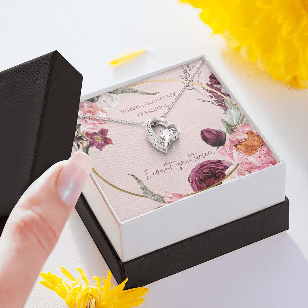 To My Wife I Count You Twice Message Card Forever Necklace 18k Gold or Stainless Steel 18" Necklace - Forever Love Necklace Gift Idea For Woman