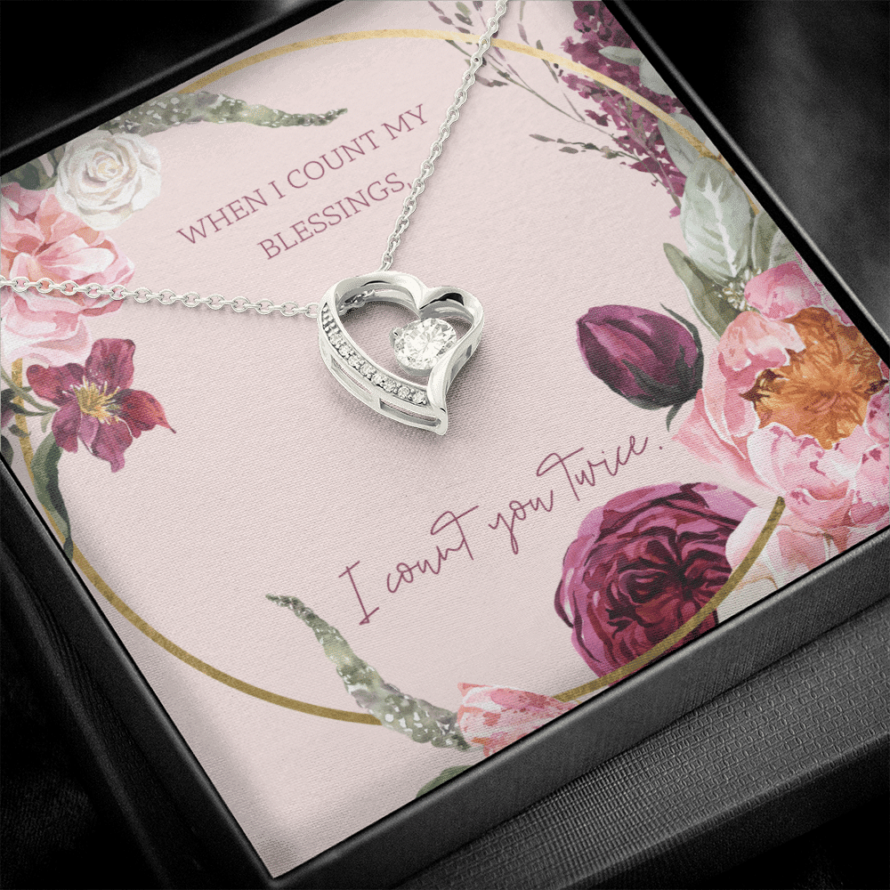 To My Wife I Count You Twice Message Card Forever Necklace 18k Gold or Stainless Steel 18" Necklace - Forever Love Necklace Gift Idea For Woman
