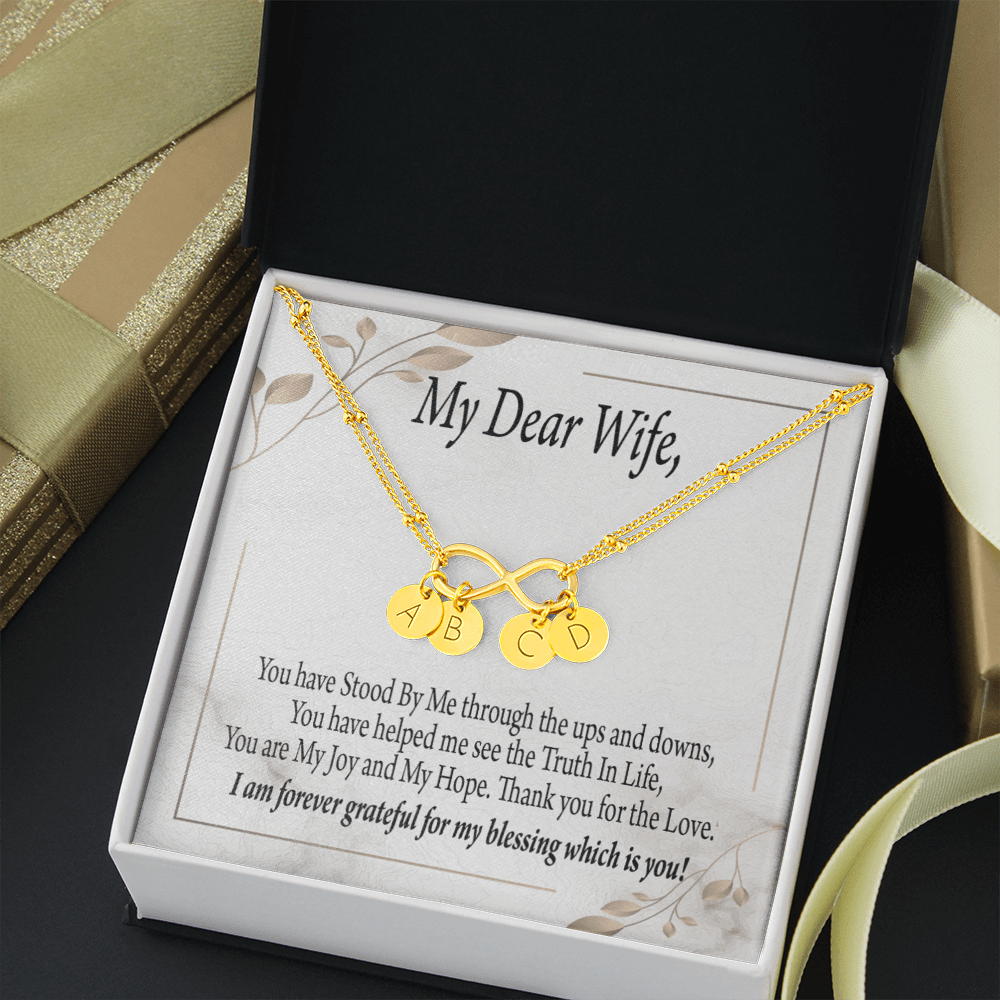 To My Wife My Dear Wife Infinity Bracelet With Initial Charms - Infinity Bracelet