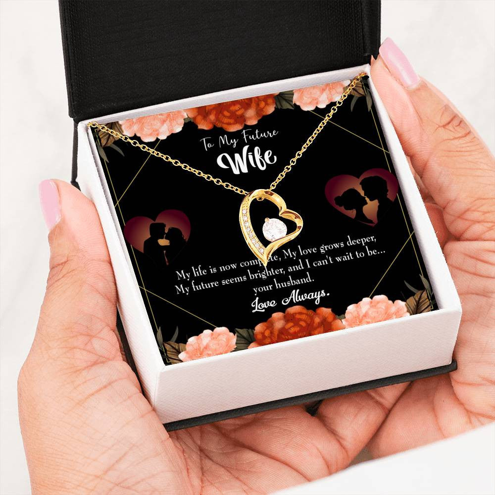 To My Future Wife Forever Love Necklace Heart Pendant Stainless Steel or 18k Gold Finish - Forever Love Necklace Gift Idea For Woman