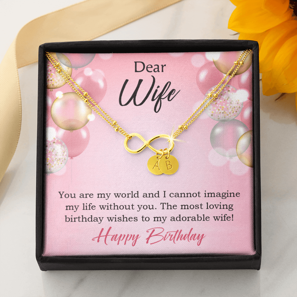 To My Wife Happy Birthday Adorable Infinity Bracelet With Initial Charms - Infinity Bracelet