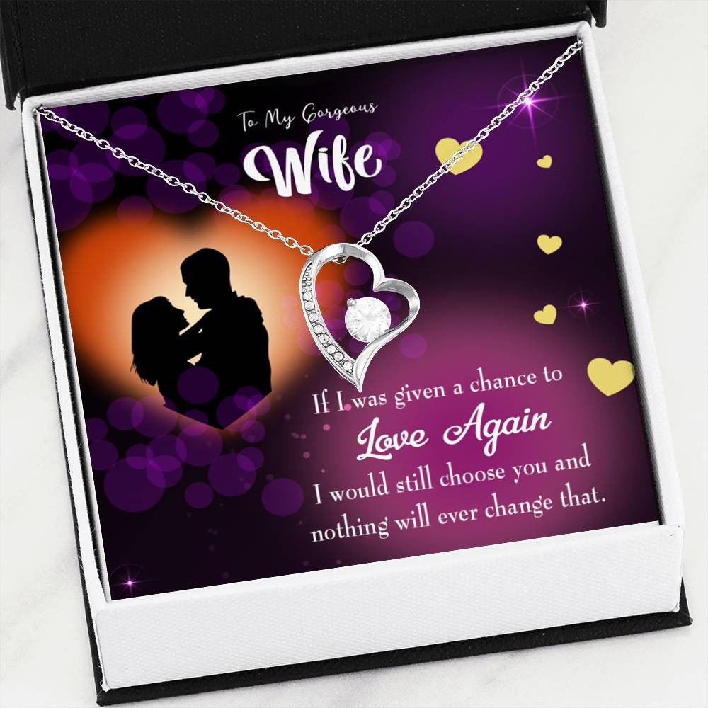 Gift For Wife Love Again Forever Love NecklaceHeart Pendant Stainless Steel or 18k Gold - Forever Love Necklace Gift Idea For Woman