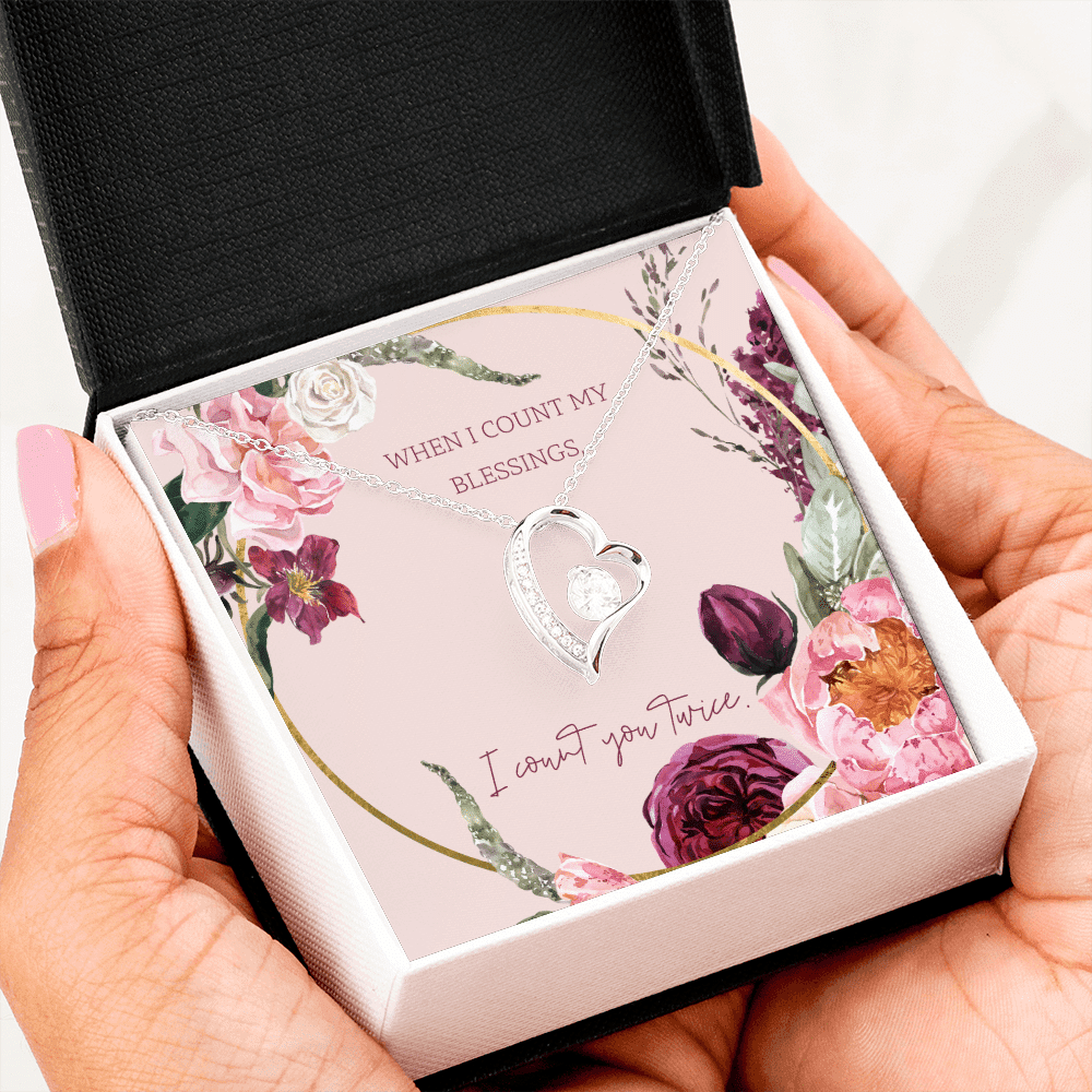 To My Wife I Count You Twice Message Card Forever Necklace 18k Gold or Stainless Steel 18" Necklace - Forever Love Necklace Gift Idea For Woman