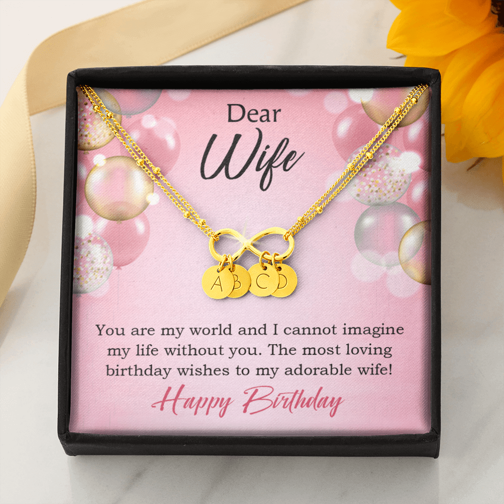 To My Wife Happy Birthday Adorable Infinity Bracelet With Initial Charms - Infinity Bracelet