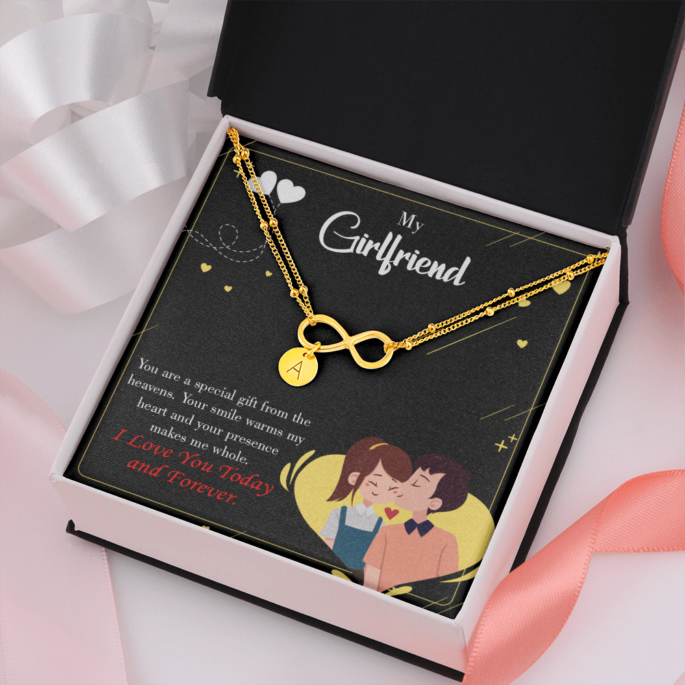 To My Girlfriend Today & Forever Infinity Bracelet With Initial Charms - Infinity Bracelet