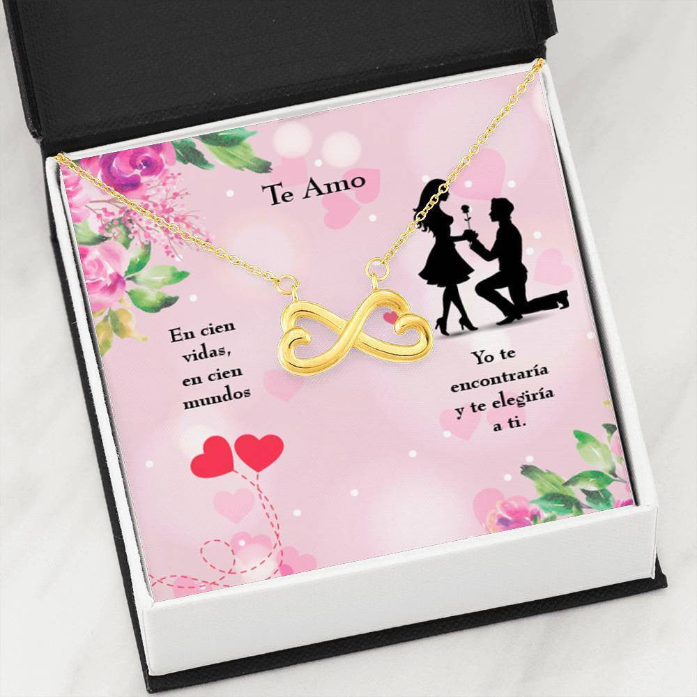 Elegirte Infinity Stainless Steel Pendant Spanish Message Card Wife Gift - Infinity Love Necklace