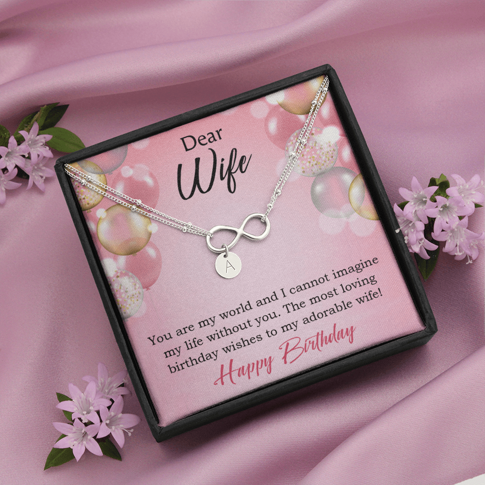 To My Wife Happy Birthday Adorable Infinity Bracelet With Initial Charms - Infinity Bracelet