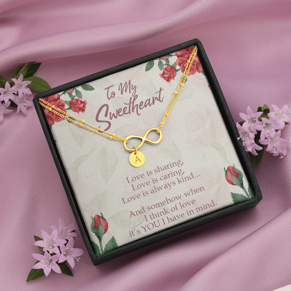 To My Wife Love Is Sharing Infinity Bracelet With Initial Charms - Luxury Love Messages Dog Tag Gifts For Man, Woman