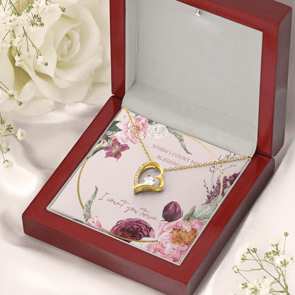 To My Wife I Count You Twice Message Card Forever Necklace 18k Gold or Stainless Steel 18" Necklace - Forever Love Necklace Gift Idea For Woman