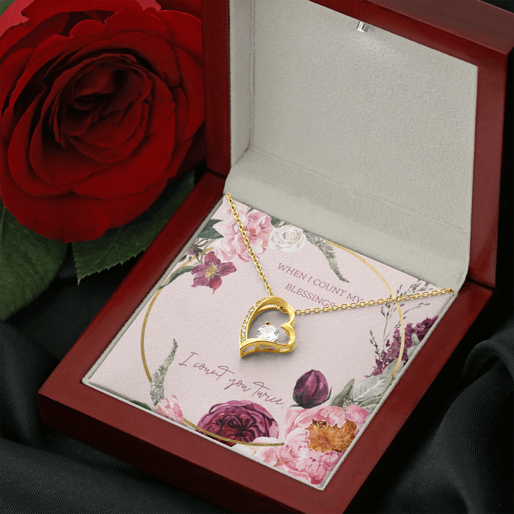 To My Wife I Count You Twice Message Card Forever Necklace 18k Gold or Stainless Steel 18" Necklace - Forever Love Necklace Gift Idea For Woman
