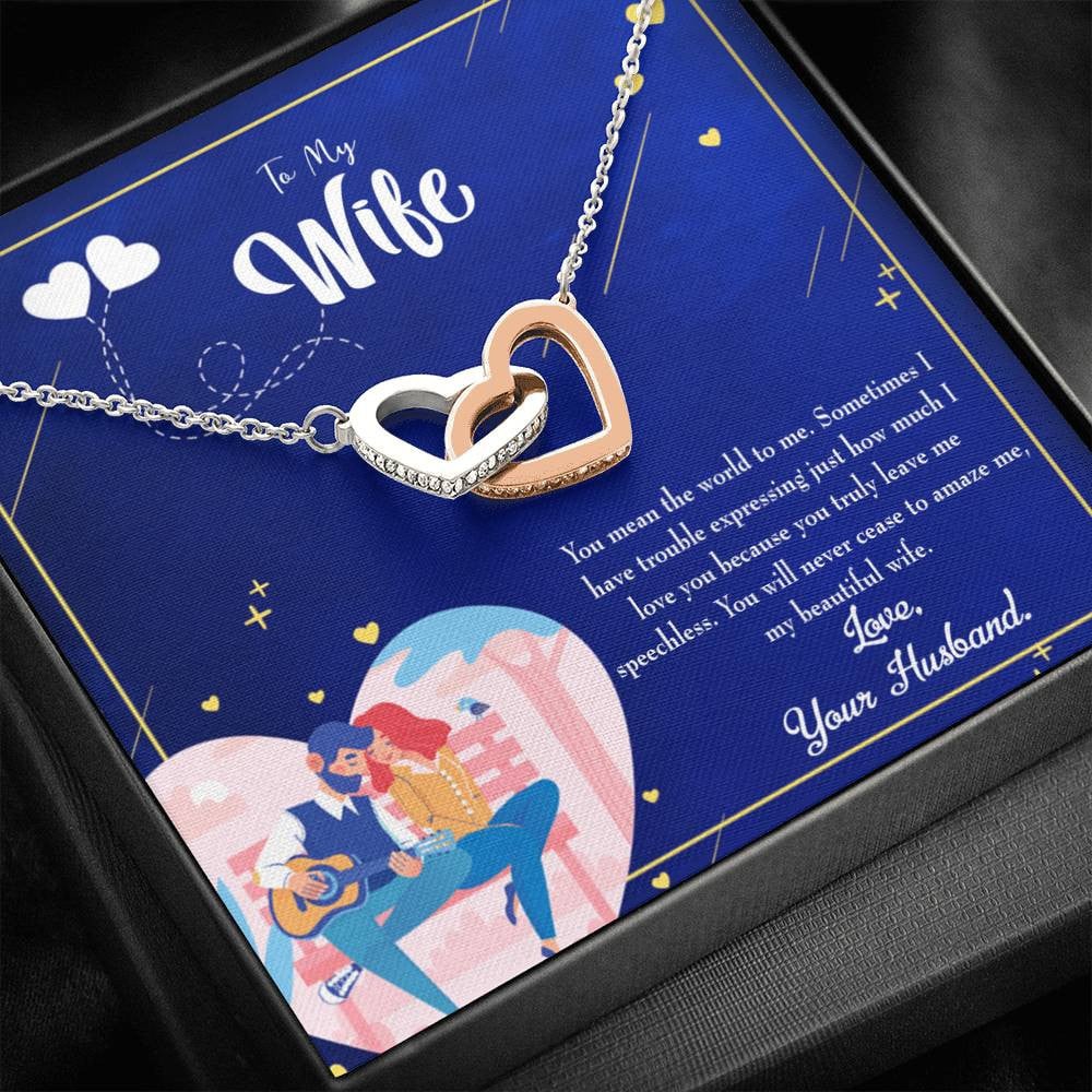 Wife Gift For Wife Birthday Wife You Amaze Me Inseparable Love Pendant 18k Rose Gold Finish 16� - Interlocking Hearts Necklace
