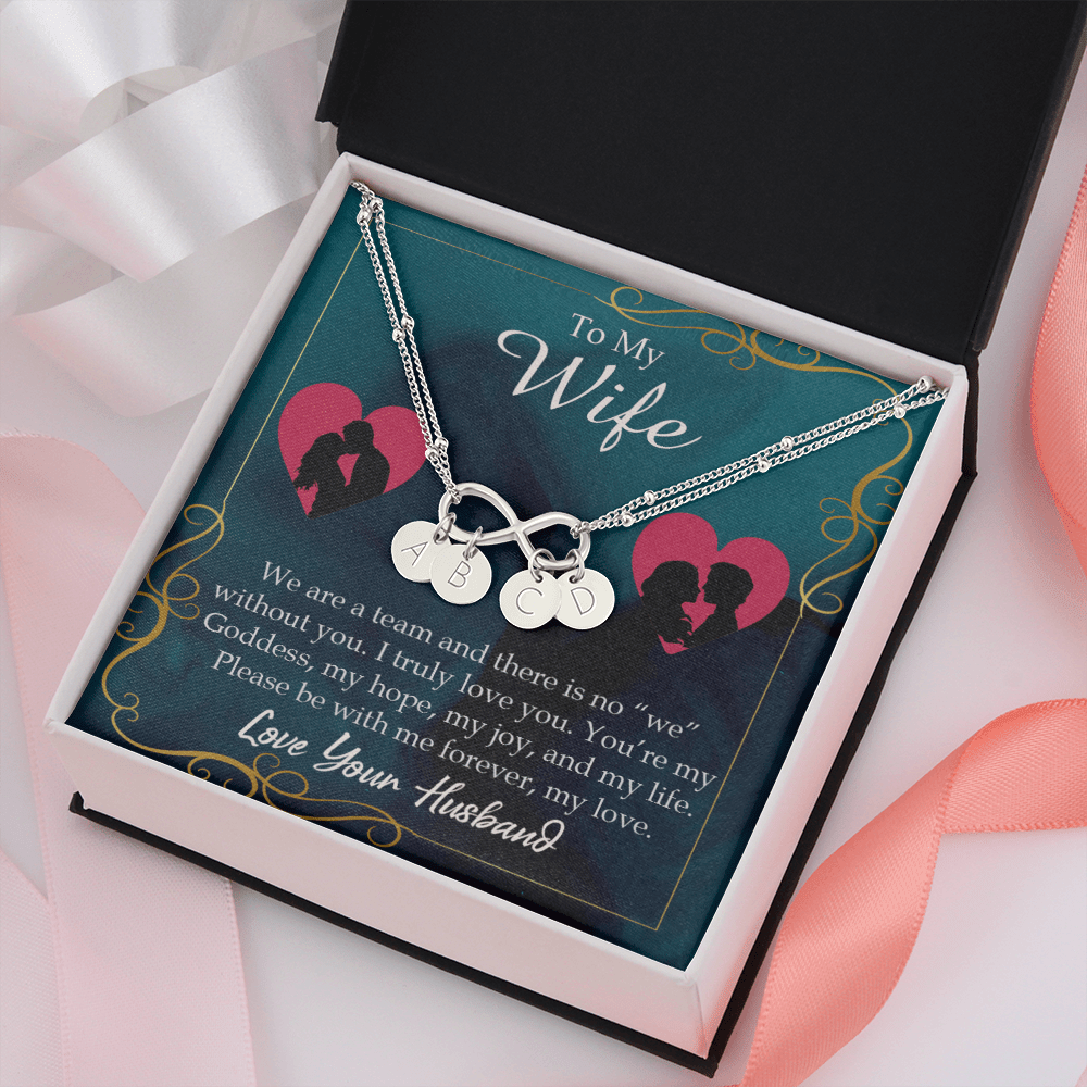 To My Wife We Are A Team Infinity Bracelet With Initial Charms - Infinity Bracelet