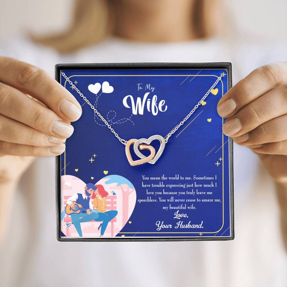 Wife Gift For Wife Birthday Wife You Amaze Me Inseparable Love Pendant 18k Rose Gold Finish 16� - Interlocking Hearts Necklace