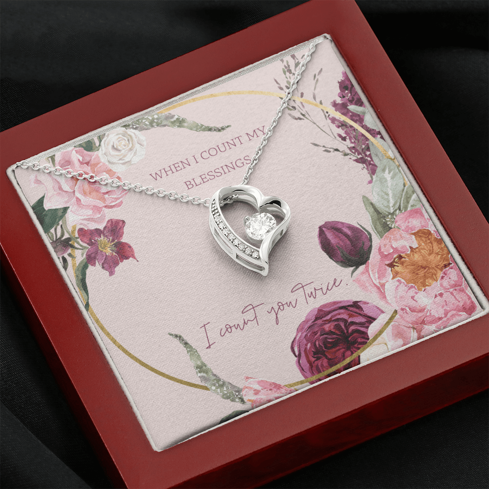 To My Wife I Count You Twice Message Card Forever Necklace 18k Gold or Stainless Steel 18" Necklace - Forever Love Necklace Gift Idea For Woman