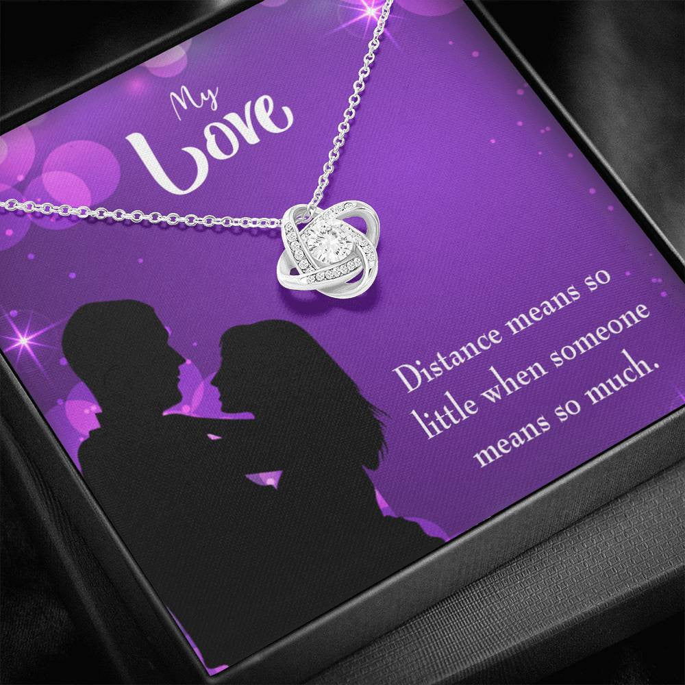 To My Wife Distance Means So Little Wife Infinity Knot Necklace Keepsake Message Card Stainless Steel Cz Pendant - Luxury Love Knot Necklace Meanful Gift Idea For Her/Him