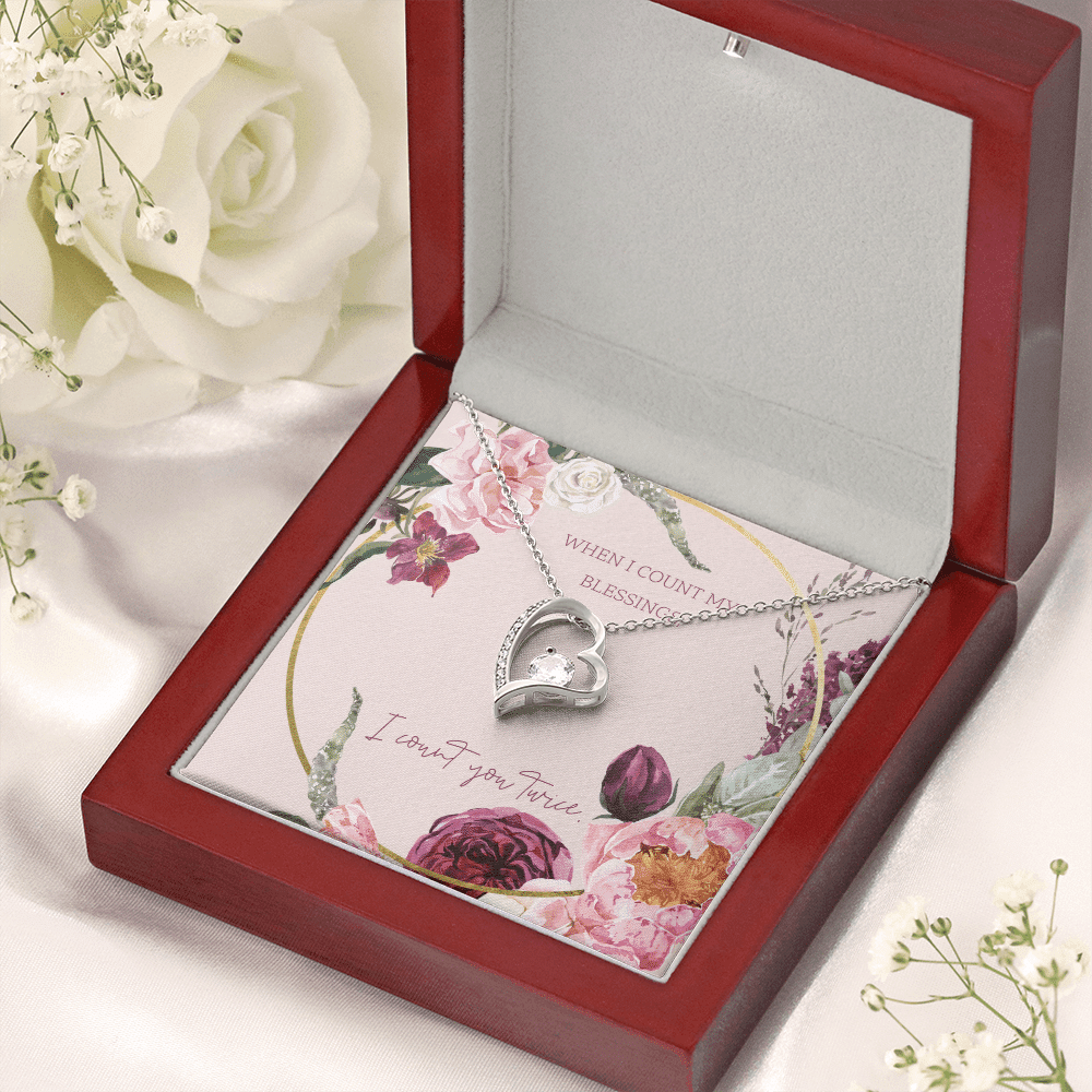 To My Wife I Count You Twice Message Card Forever Necklace 18k Gold or Stainless Steel 18" Necklace - Forever Love Necklace Gift Idea For Woman