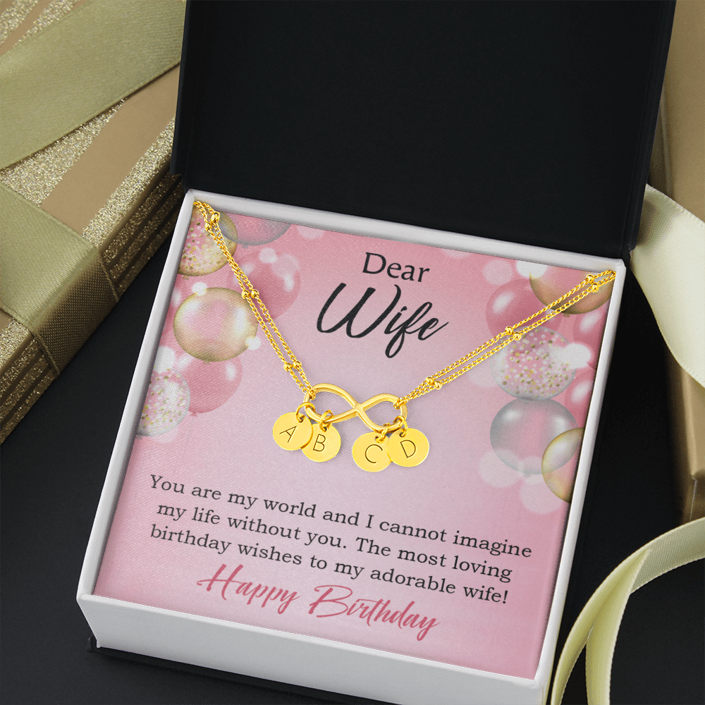 To My Wife Happy Birthday Adorable Infinity Bracelet With Initial Charms - Infinity Bracelet