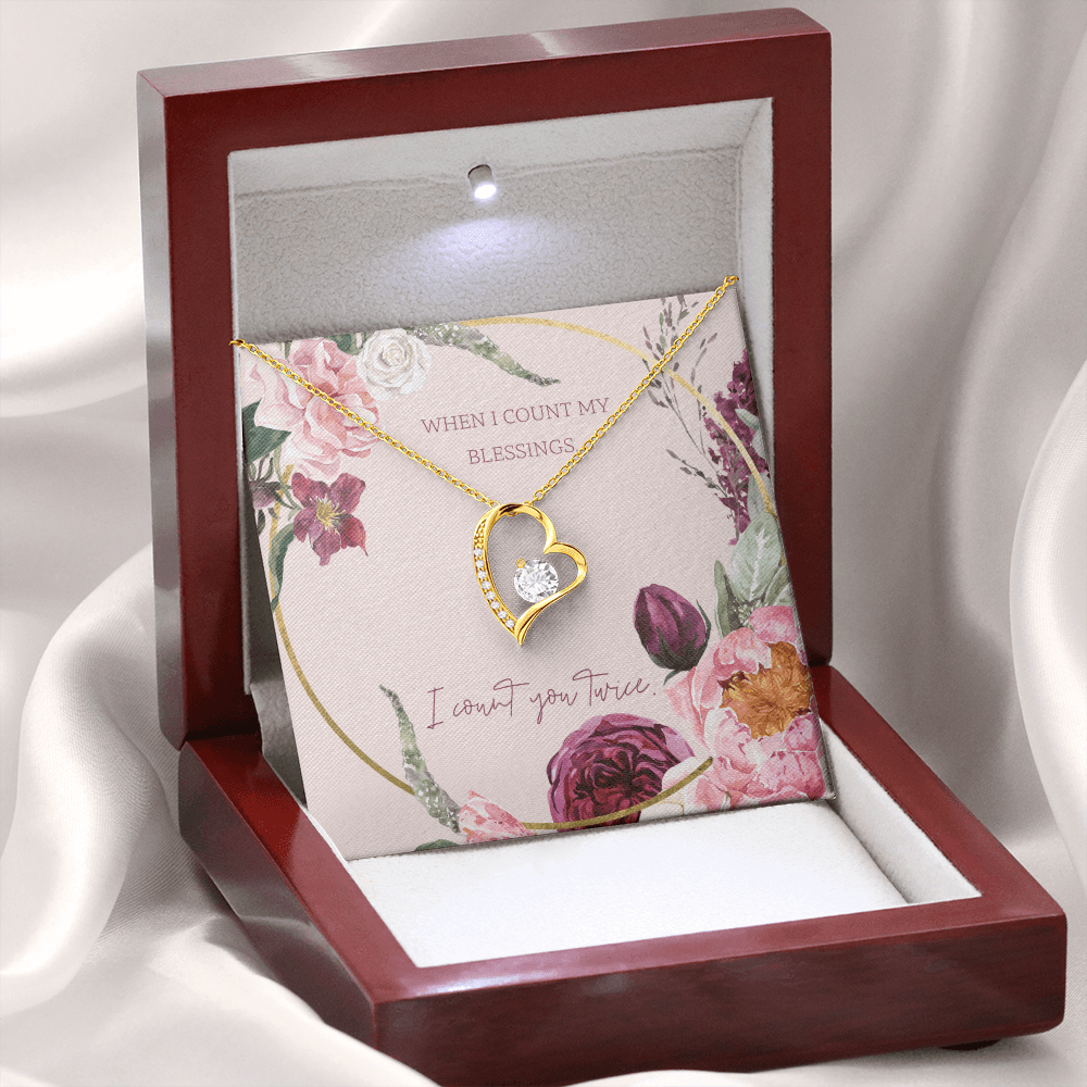 To My Wife I Count You Twice Message Card Forever Necklace 18k Gold or Stainless Steel 18" Necklace - Forever Love Necklace Gift Idea For Woman
