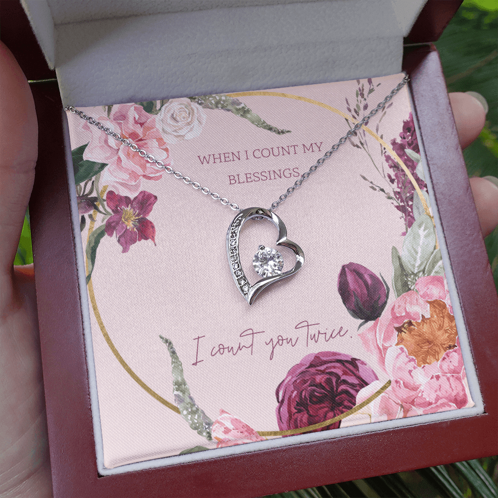 To My Wife I Count You Twice Message Card Forever Necklace 18k Gold or Stainless Steel 18" Necklace - Forever Love Necklace Gift Idea For Woman