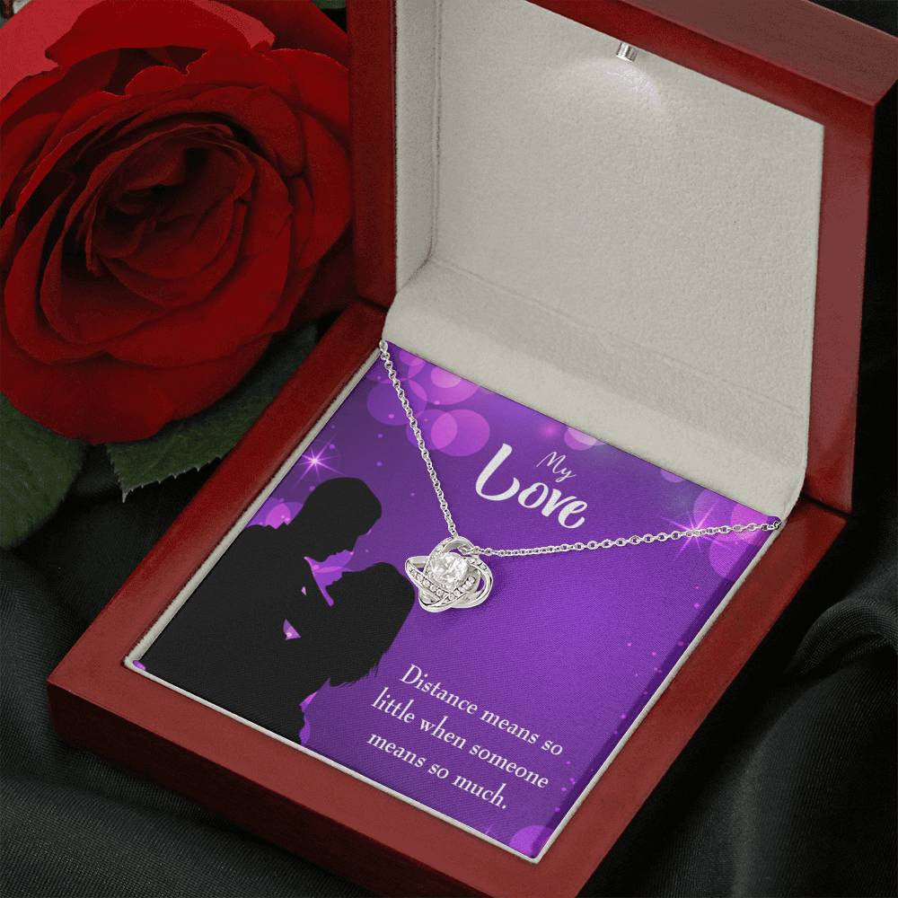 To My Wife Distance Means So Little Wife Infinity Knot Necklace Keepsake Message Card Stainless Steel Cz Pendant - Luxury Love Knot Necklace Meanful Gift Idea For Her/Him