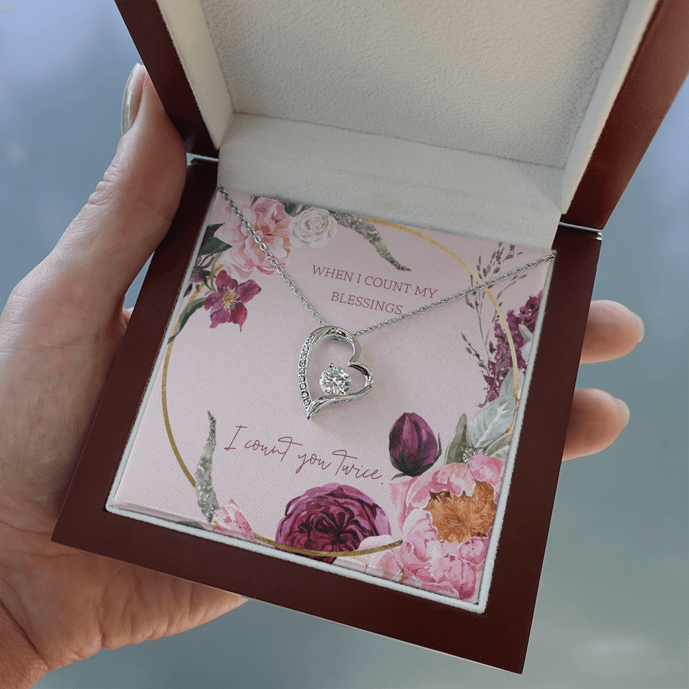 To My Wife I Count You Twice Message Card Forever Necklace 18k Gold or Stainless Steel 18" Necklace - Forever Love Necklace Gift Idea For Woman