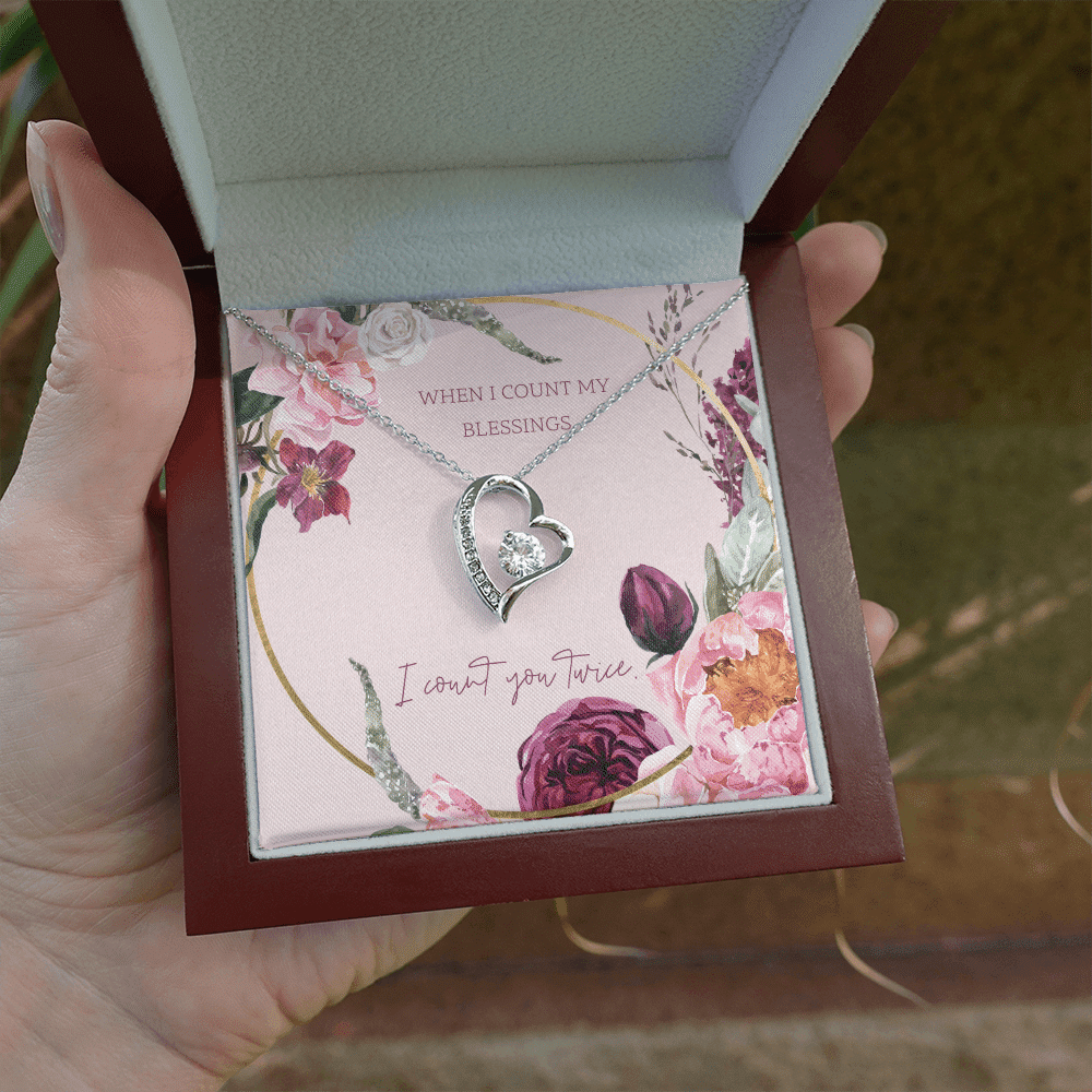 To My Wife I Count You Twice Message Card Forever Necklace 18k Gold or Stainless Steel 18" Necklace - Forever Love Necklace Gift Idea For Woman