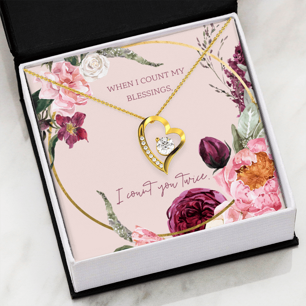 To My Wife I Count You Twice Message Card Forever Necklace 18k Gold or Stainless Steel 18" Necklace - Forever Love Necklace Gift Idea For Woman