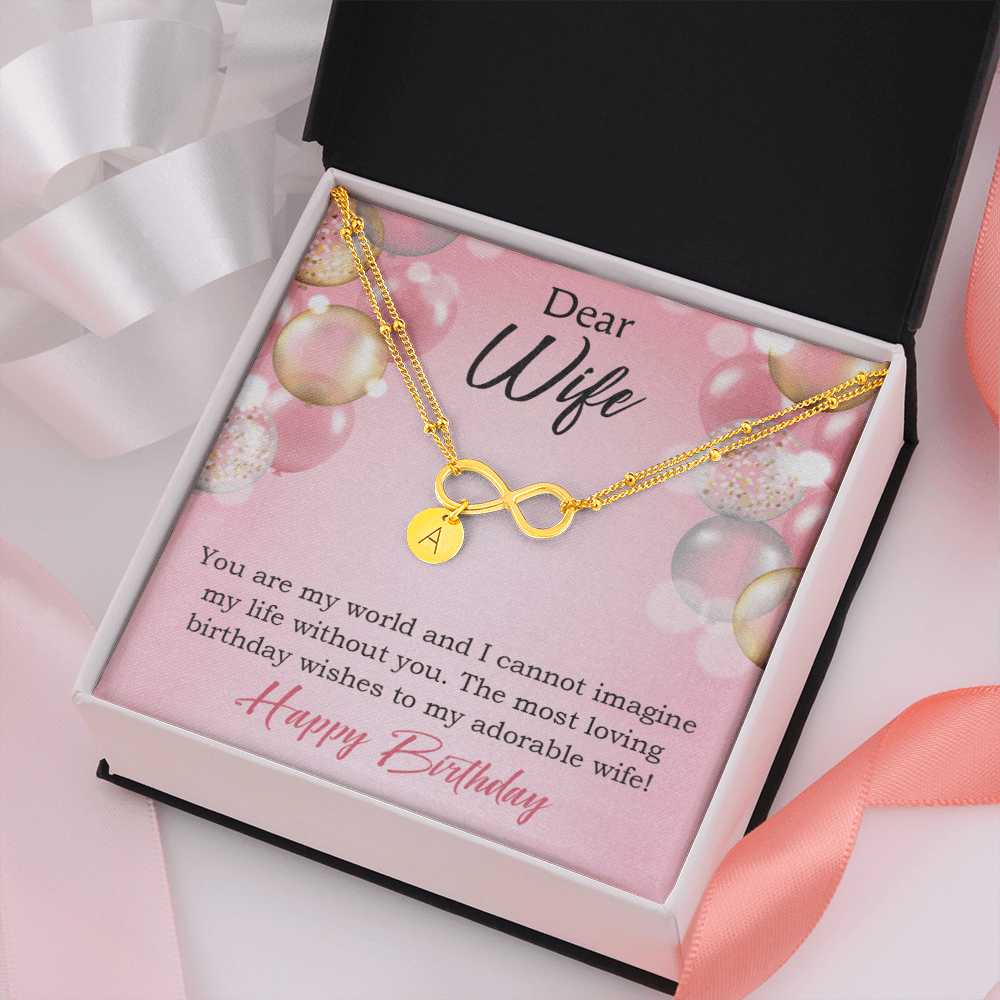 To My Wife Happy Birthday Adorable Infinity Bracelet With Initial Charms - Infinity Bracelet
