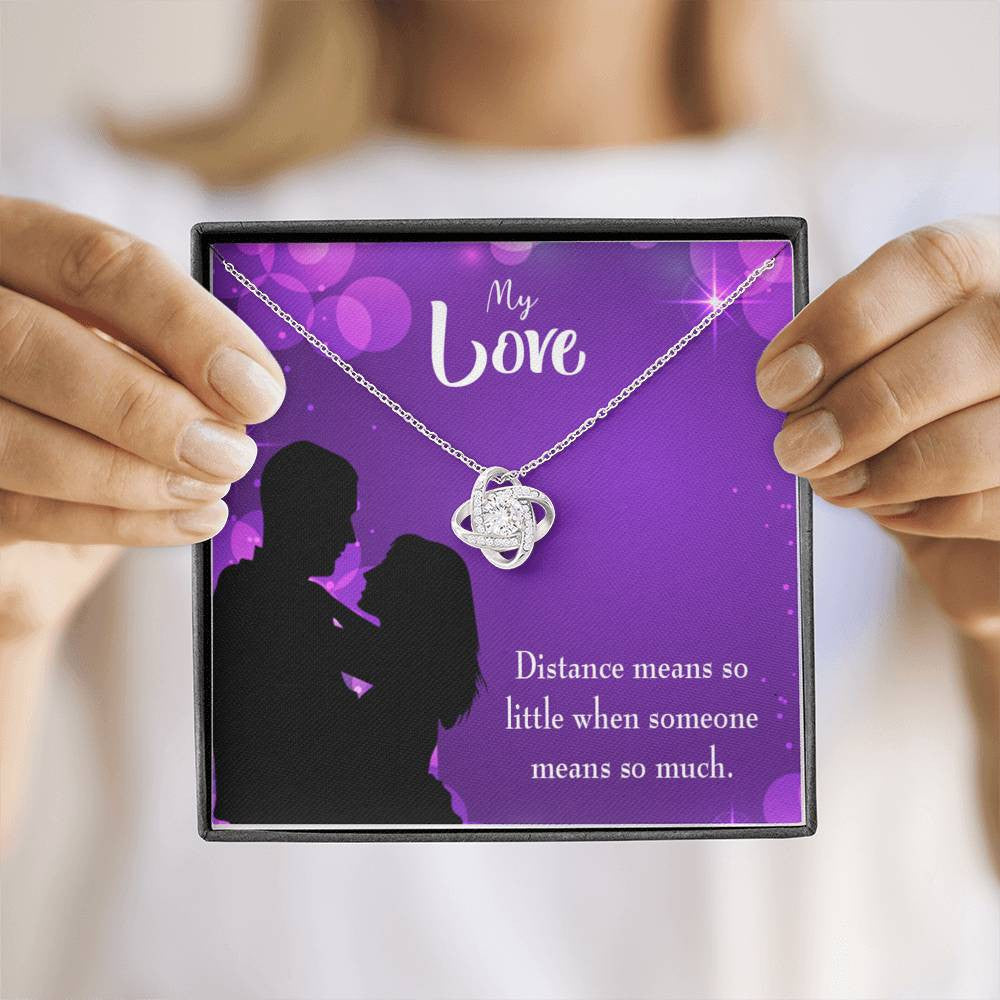 To My Wife Distance Means So Little Wife Infinity Knot Necklace Keepsake Message Card Stainless Steel Cz Pendant - Luxury Love Knot Necklace Meanful Gift Idea For Her/Him