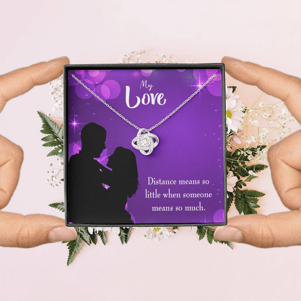 To My Wife Distance Means So Little Wife Infinity Knot Necklace Keepsake Message Card Stainless Steel Cz Pendant - Luxury Love Knot Necklace Meanful Gift Idea For Her/Him