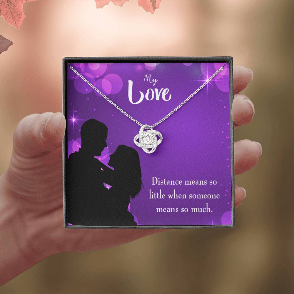 To My Wife Distance Means So Little Wife Infinity Knot Necklace Keepsake Message Card Stainless Steel Cz Pendant - Luxury Love Knot Necklace Meanful Gift Idea For Her/Him