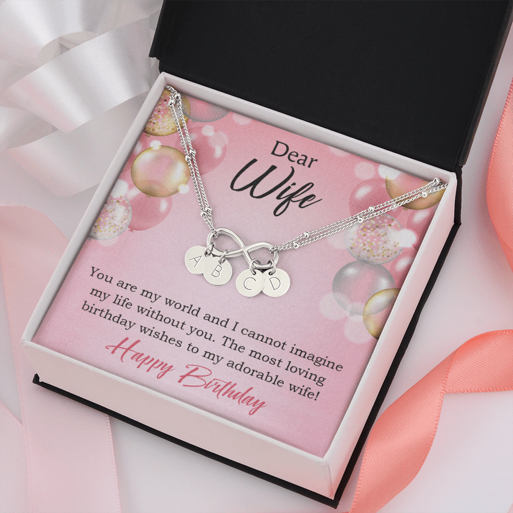 To My Wife Happy Birthday Adorable Infinity Bracelet With Initial Charms - Infinity Bracelet