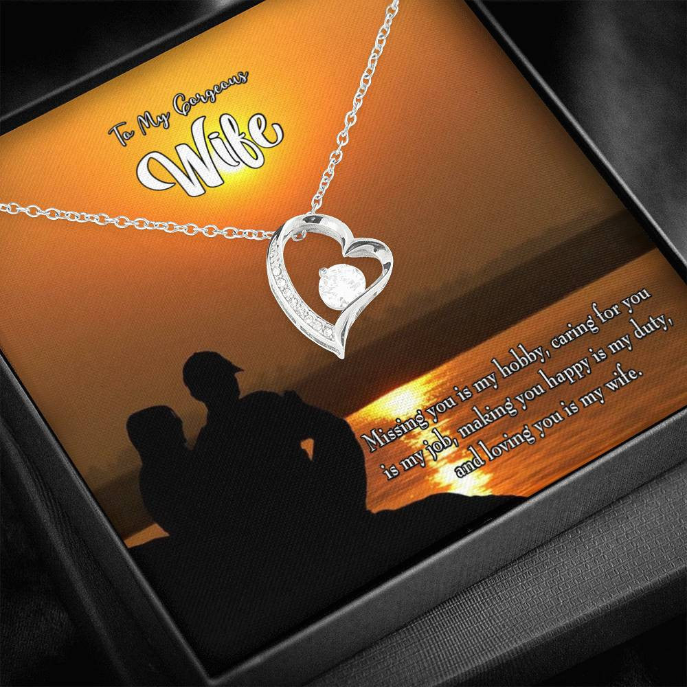 Gift For Wife Missing You Forever Love NecklaceHeart Pendant Stainless Steel or 18k Gold - Forever Love Necklace Gift Idea For Woman