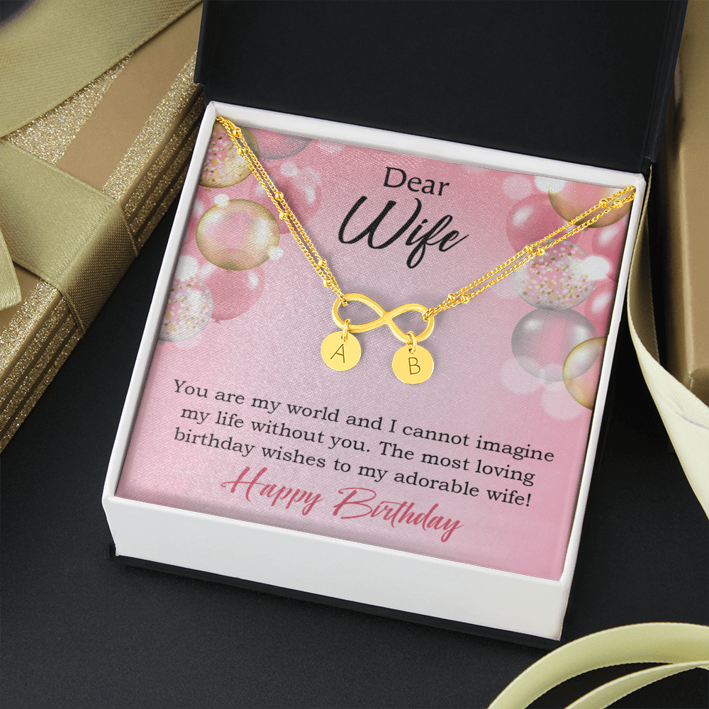 To My Wife Happy Birthday Adorable Infinity Bracelet With Initial Charms - Infinity Bracelet